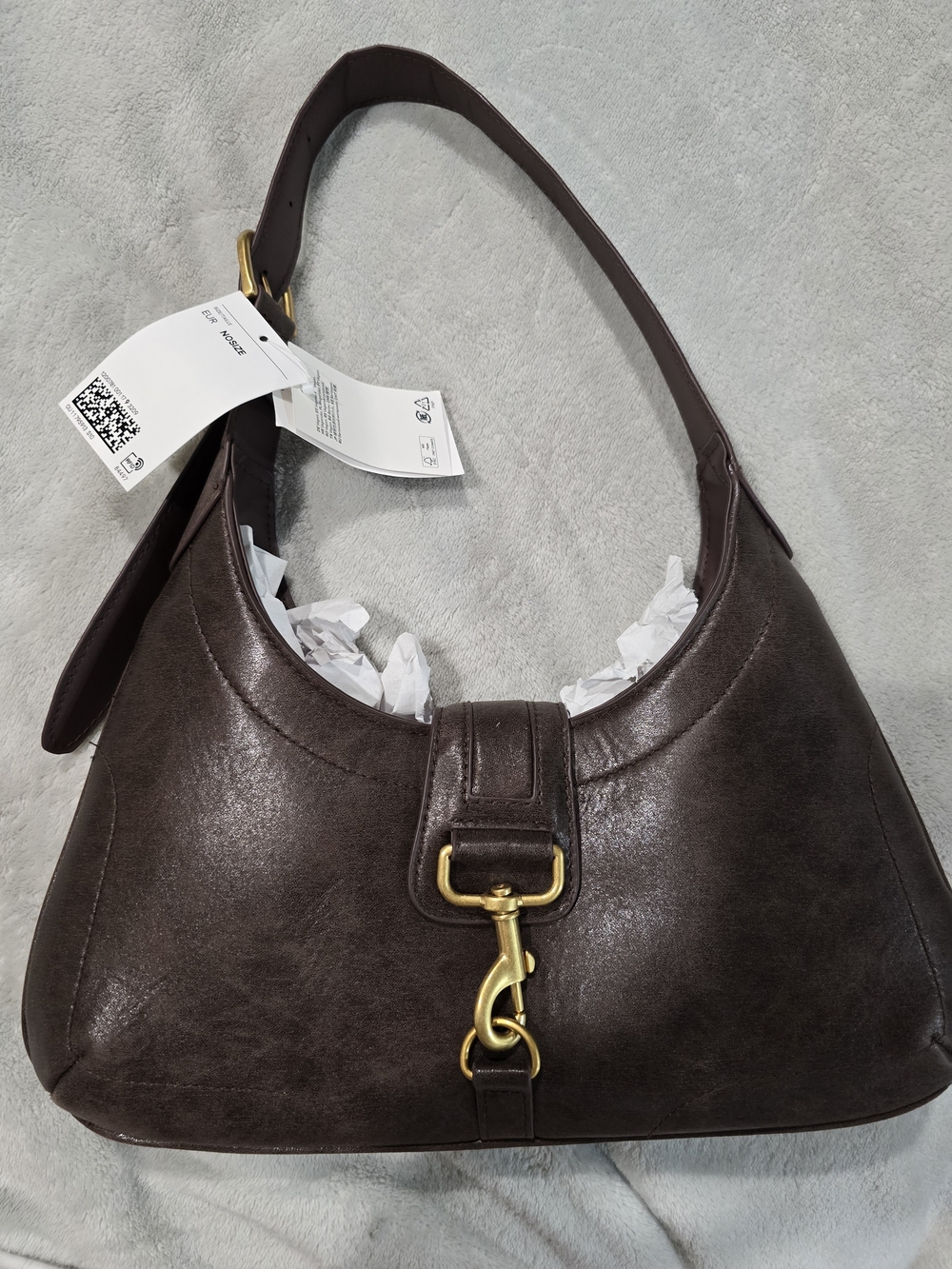 H&M Dark Brown Leather Hobo Shoulder Bag